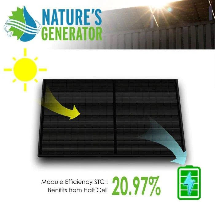 Nature's Generator 440W monocrystalline solar panel with high-efficiency cell technology for maximum energy production