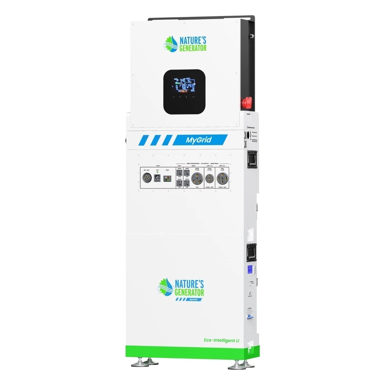 Front view of the Nature's Generator MyGrid 10K whole home generator