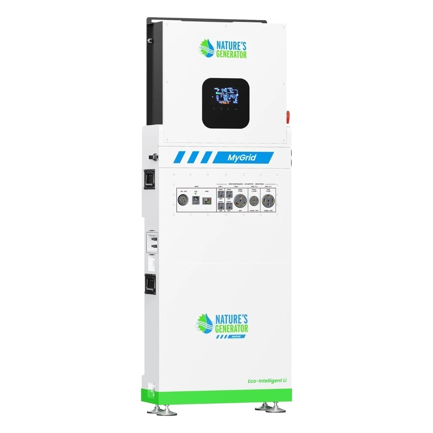 Side profile of the Nature's Generator MyGrid 10K whole home generator