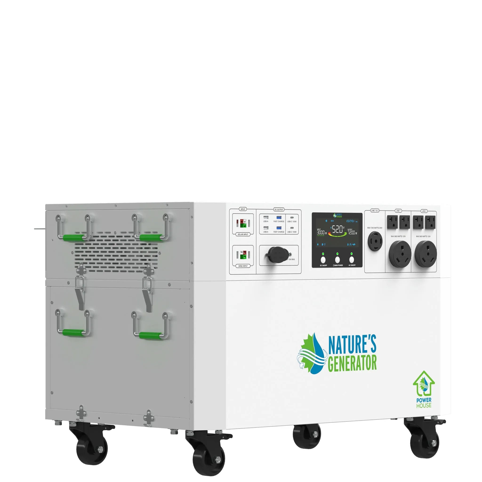 Nature's Generator Powerhouse Gen 2 whole home backup generator front angled view