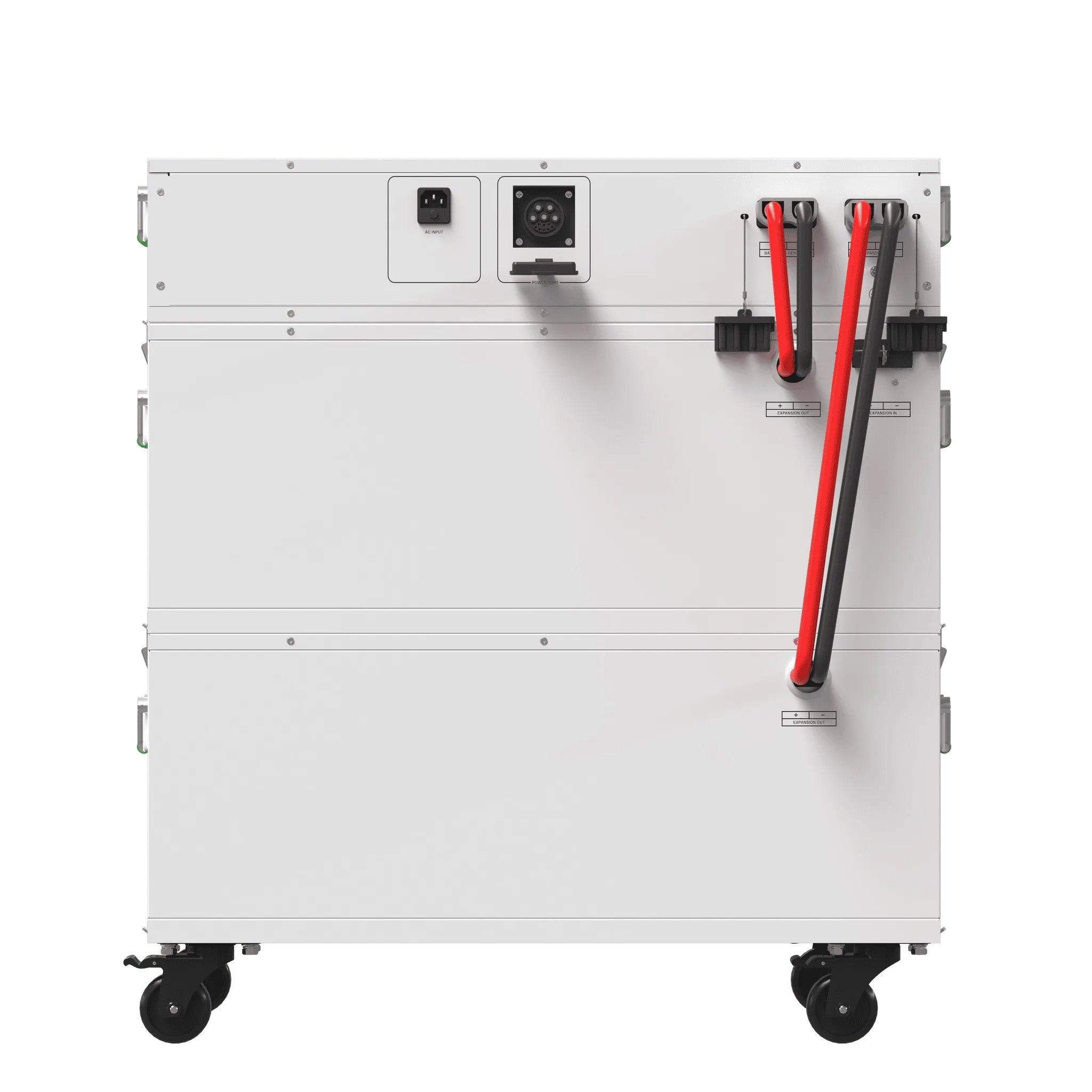 Rear battery connection ports on the Nature's Generator Powerhouse Power Pod Expansion Battery