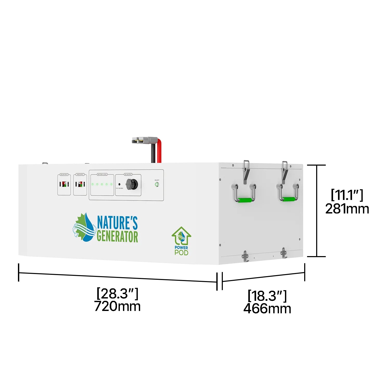 Dimensions of the Nature's Generator Powerhouse Power Pod Expansion Battery for Powerhouse Gen 2 compatibility