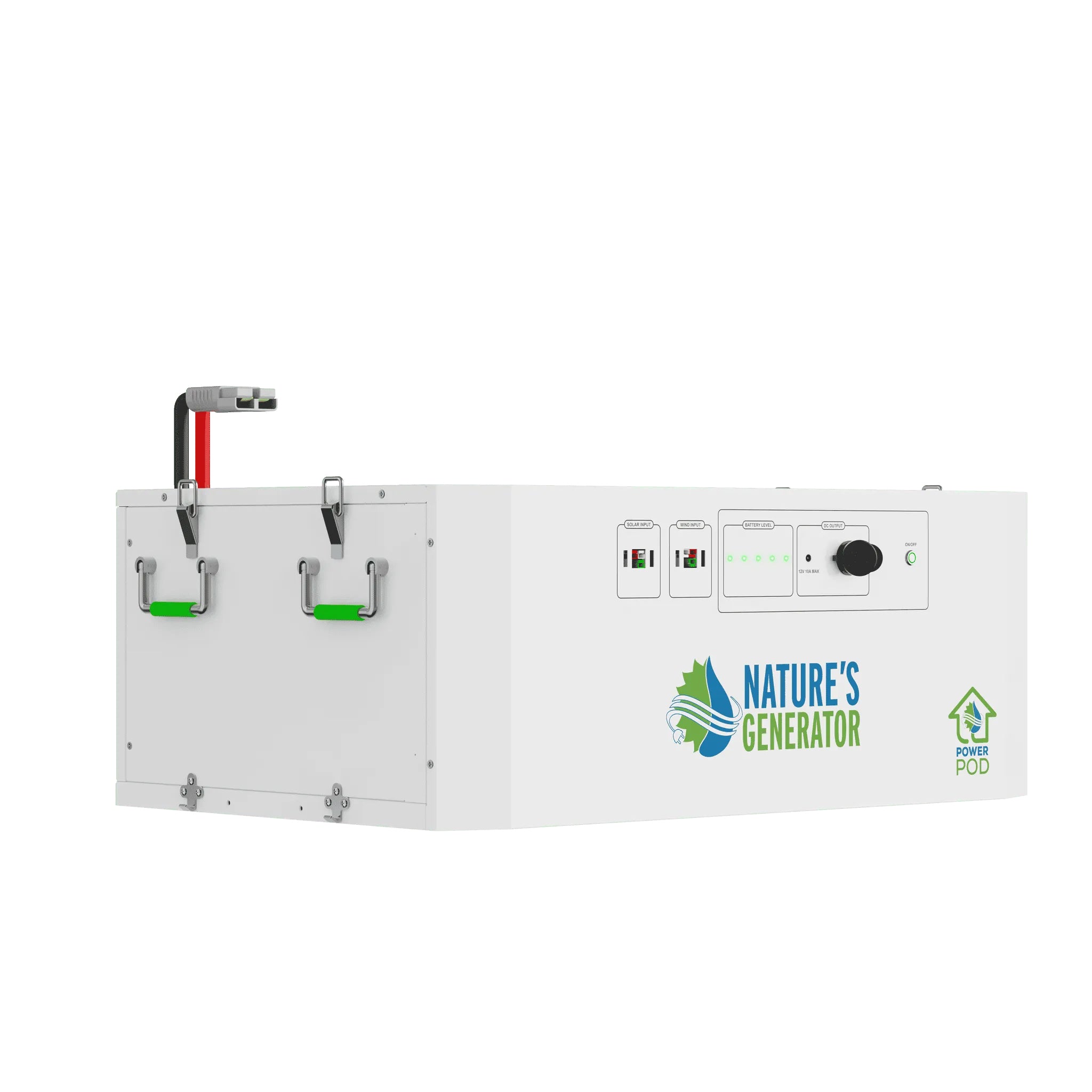 Front view of the Nature's Generator Powerhouse Power Pod Expansion Battery for expandable whole home backup
