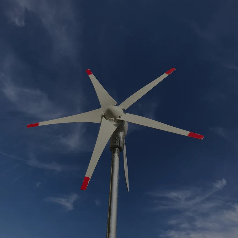 Nature's Generator 150W wind turbine generating renewable energy for home backup and off-grid power