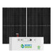 Nature's Generator Powerhouse Power Pod Expansion Battery paired with two solar panels for renewable energy charging