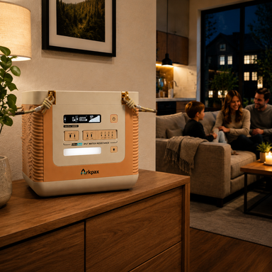 Arkpax Ark EVO home backup power station powering household essentials during a home power outage