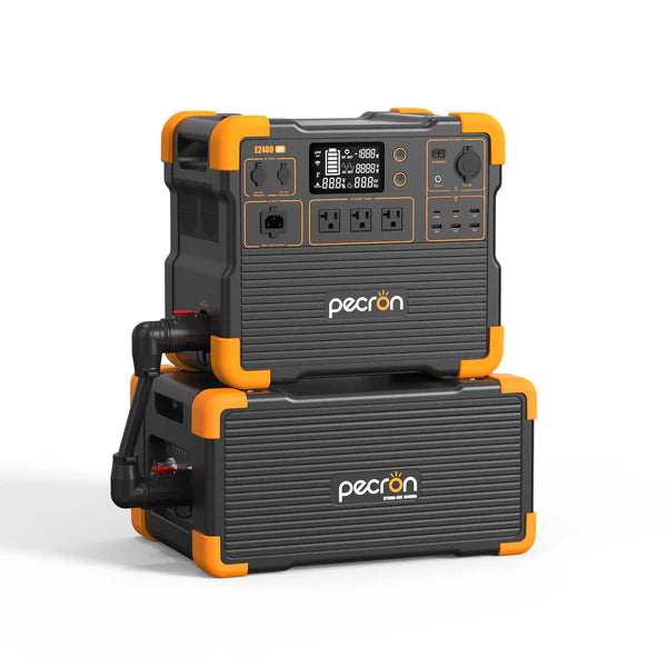 PECRON E2400LFP home backup power station paired with expansion battery for extended runtime